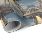 Art Deco UFO Wrapping Paper Geschenkpapier (Rolleneckpunkt)