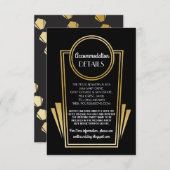 Art Deco Unterkunft Hochzeiten Karten Gold Schwarz (Vorne/Hinten)