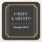 Art Deco Untersetzer Black & Gold Wedding Party (Vorderseite)