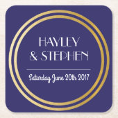 Art Deco Untersetzer Navy Gold Circle Wedding Part (Vorderseite)