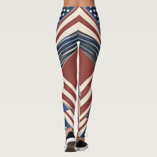 Art Deco US Flag Leggings für 4. Juli (Rückseite)