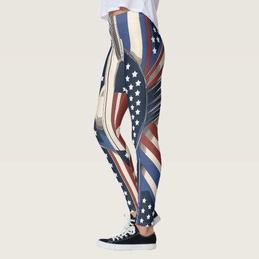 Art Deco US Flag Leggings für 4. Juli (Links)