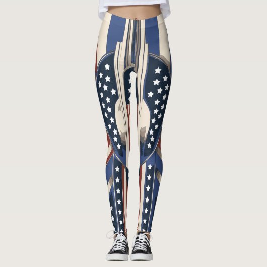 Art Deco US Flag Leggings für 4. Juli (Vorderseite)