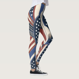 Art Deco US Flag Leggings für 4. Juli
