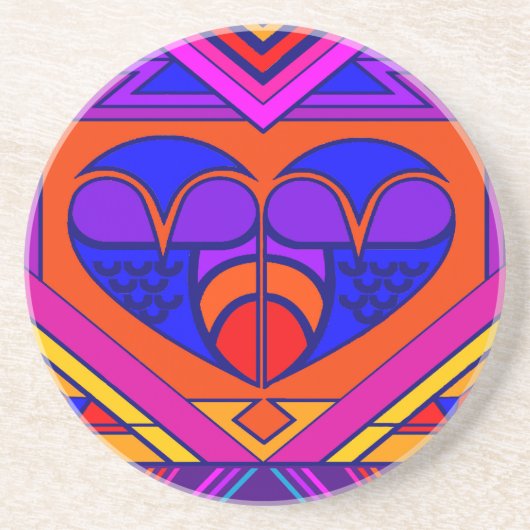 Art Deco Valentine Sandstein Untersetzer (Vorne)