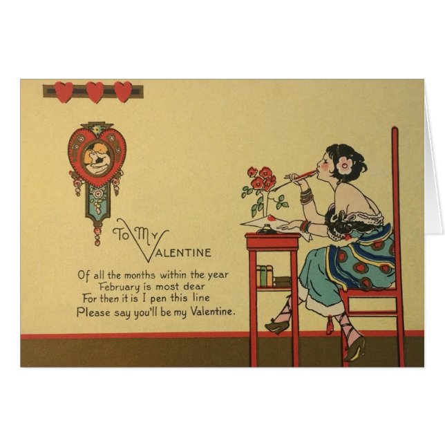 Art Deco Valentine's Day Greeting Card (Vorderseite (Horizontal))
