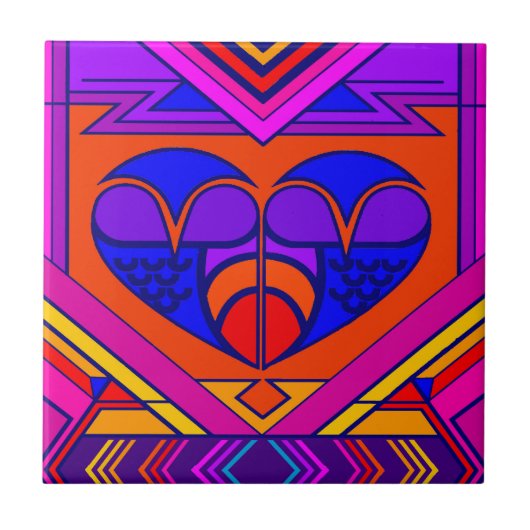 Art Deco Valentinsherz Fliese (Vorderseite)