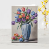 Art Deco Vase of Tulips Karte (Gelbe Blume)