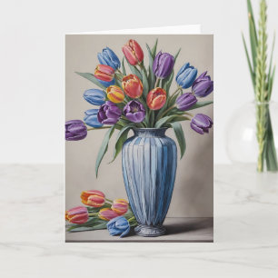 Art Deco Vase of Tulips Karte