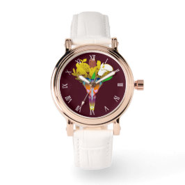 Art Deco Vase with Golden Flowers Armbanduhr