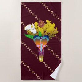 Art Deco Vase with Golden Flowers Strandtuch