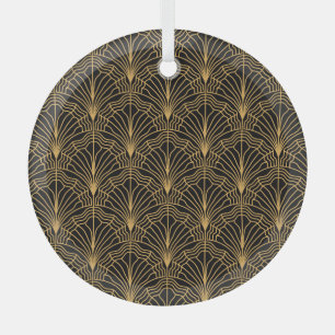Art Deco Ventilator: Geometrisch Gelb Schwarz Ornament Aus Glas