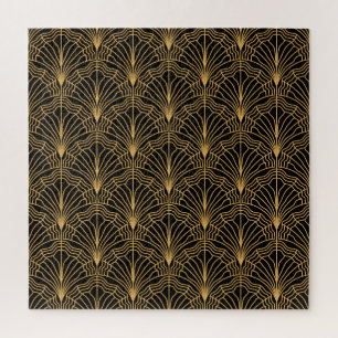 Art Deco Ventilator: Geometrisch Gelb Schwarz Puzzle