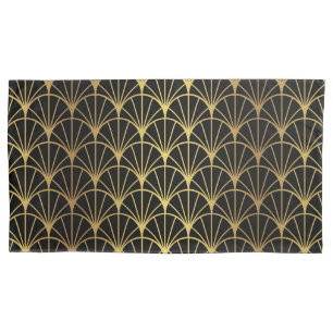 Art Deco Ventilator Muster Luxus Gold und Schwarz Kissenbezug