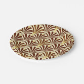 Art Deco Ventilator Muster - Schokolade auf Creme Pappteller (Schrägansicht)
