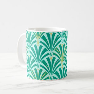 Art Deco Ventilator Muster - Türkis auf Aqua Kaffeetasse
