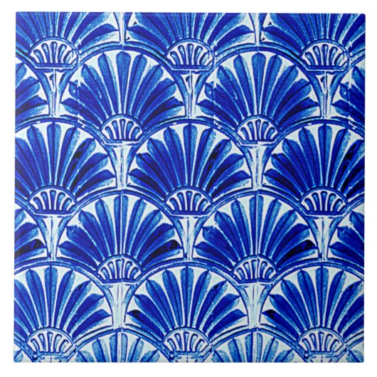 ART DECO VENTILATOREN BLAU FLIESE (Vorderseite)