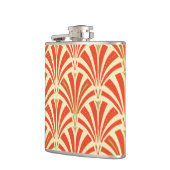 Art Deco Ventilatormuster - Mandarine orange Flachmann (Links)