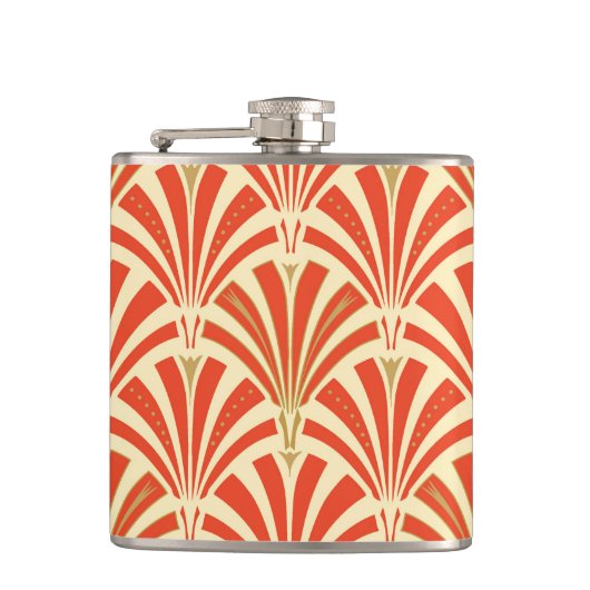 Art Deco Ventilatormuster - Mandarine orange Flachmann (Vorderseite)