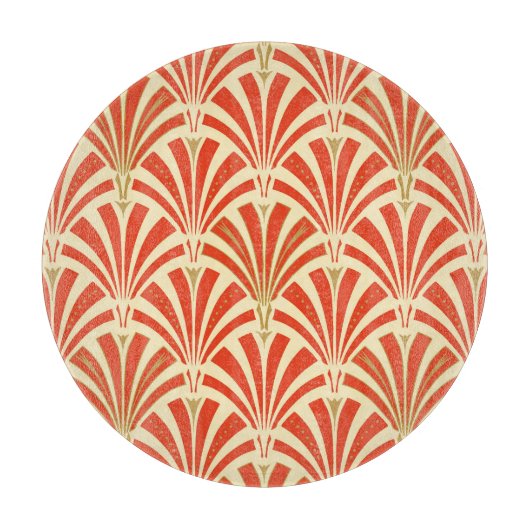Art Deco Ventilatormuster - Mandarine orange Schneidebrett (Vorderseite)