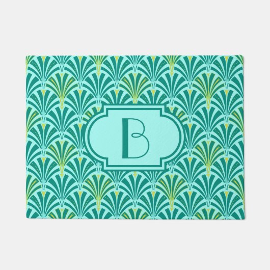 Art Deco Ventilatormuster - Türkis im Wasser Fußmatte (Vorderseite)