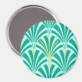 Art Deco Ventilatormuster - Türkis im Wasser Magnet (Vorderseite/Rückseite)
