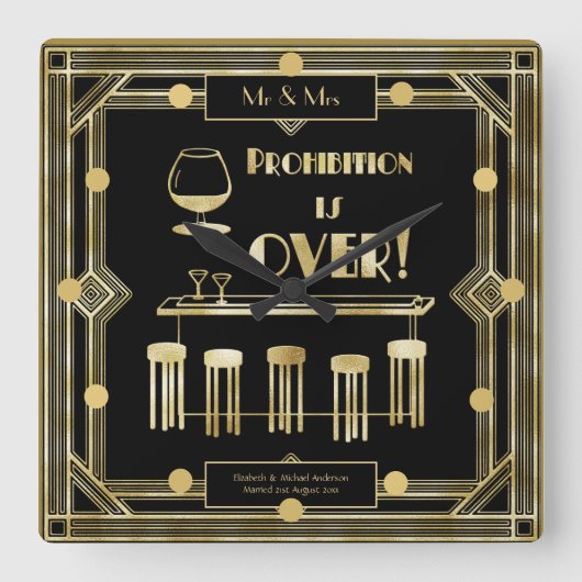 Art-Deco-Verbot ist über die 1920er Jahre Schwarze Quadratische Wanduhr (Vorderseite)