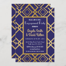 Art Deco Verlobung Einladung zur Marine Gold