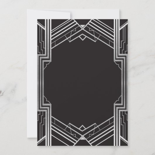 Art-Deco-Verlobung Silver Gatsby-Paare der 20er Ja Einladung (Rückseite)