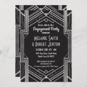 Art-Deco-Verlobung Silver Gatsby-Paare der 20er Ja Einladung (Vorne/Hinten)
