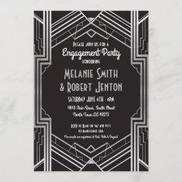 Art-Deco-Verlobung Silver Gatsby-Paare der 20er Ja Einladung