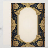 Art Deco Verzierte Blumenrahmen Briefbogen (Vorne/Hinten)