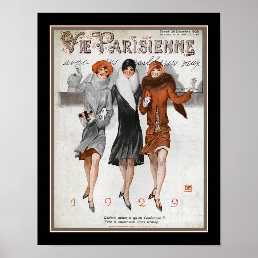 Art Deco Vie Parisenne 1929 Neujahr Poster (Vorne)