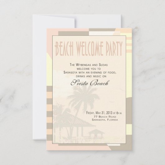 Art Deco Vintag Beach Willkommens-Party | Erröten Einladung (Vorderseite)