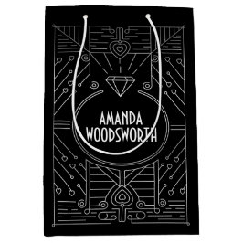 Art Deco Vintag Black and Silver Gift Bag Mittlere Geschenktüte