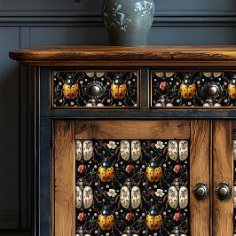 Art Deco Vintag Black Gold Blumenkäfer Seidenpapier