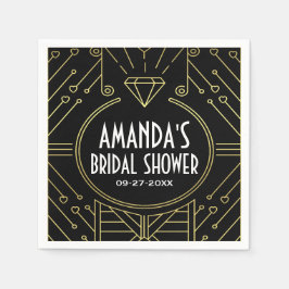 Art Deco Vintag Black Gold Brautparty Napkins Serviette