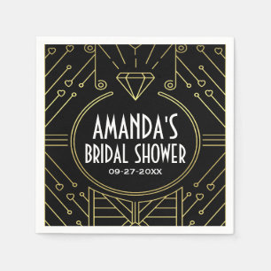 Art Deco Vintag Black Gold Brautparty Napkins Serviette