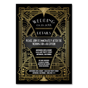 Art Deco Vintag Black Gold Wedding Beilagen Karten