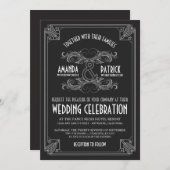 Art Deco Vintag Black Silver Hochzeitseinladungen Einladung (Vorne/Hinten)