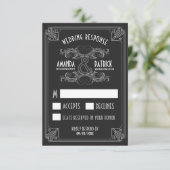 Art Deco Vintag Black & Silver Wedding RSVP Cards (Stehend Vorderseite)
