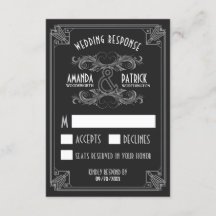 Art Deco Vintag Black & Silver Wedding RSVP Cards