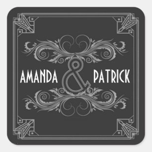 Art Deco Vintag Black & Silver Wedding Stickers