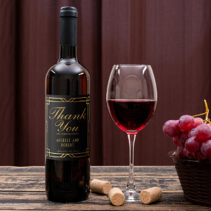 Art Deco Vintag Elegante Gold Frame Schwarz Weinetikett