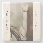 Art Deco Vintag Feline Steinuntersetzer (Vorderseite)