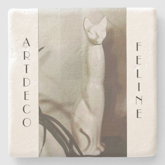 Art Deco Vintag Feline Steinuntersetzer (Vorderseite)