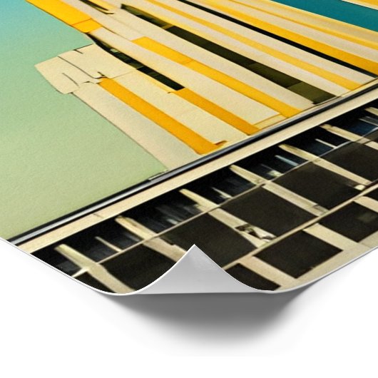 Art Deco Vintag Gebäude Poster 2 (Ecke)