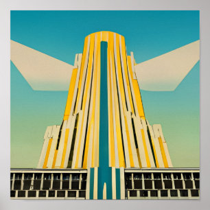 Art Deco Vintag Gebäude Poster 2