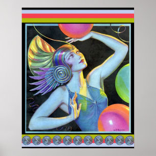 Art Deco Vintag Girl Poster