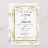 Art Deco Vintag Gold Hochzeit Einladung (Vorne/Hinten)